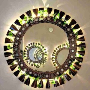 Handcrafted Wooden Mirror – Bamboo & Cane Frame | Available in 23", 17", & 14" Sizes